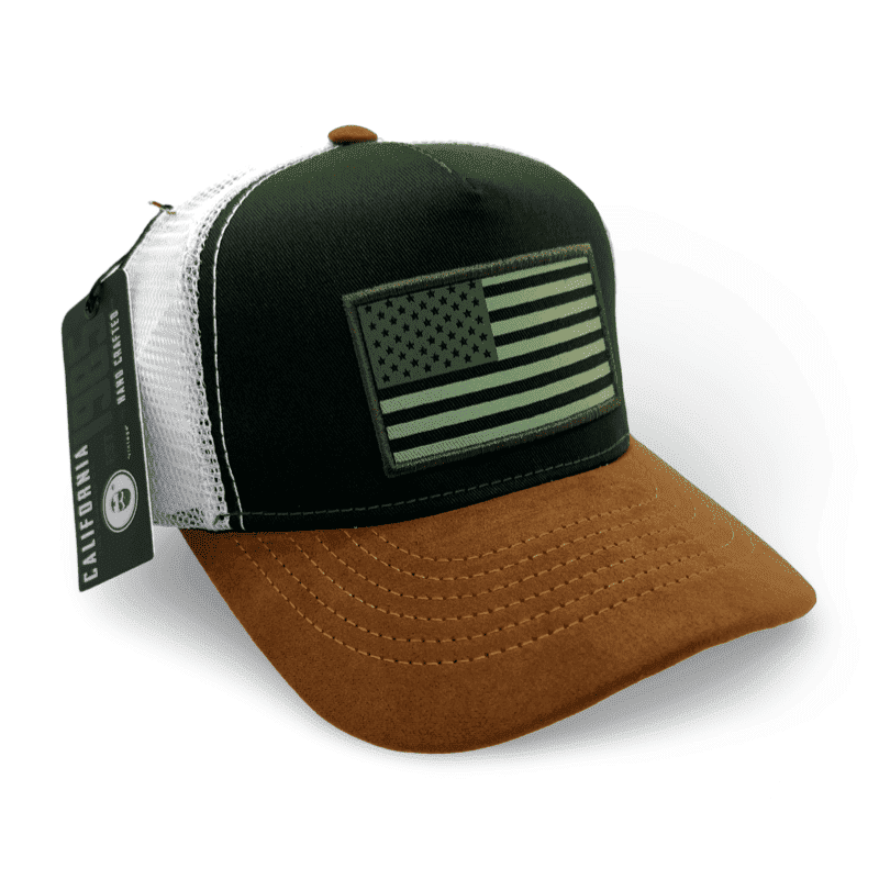 Gorra California Trucker Unisex / Verde con marrón y blanco