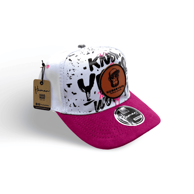 Gorra Human Unisex / Blanca con Rosado