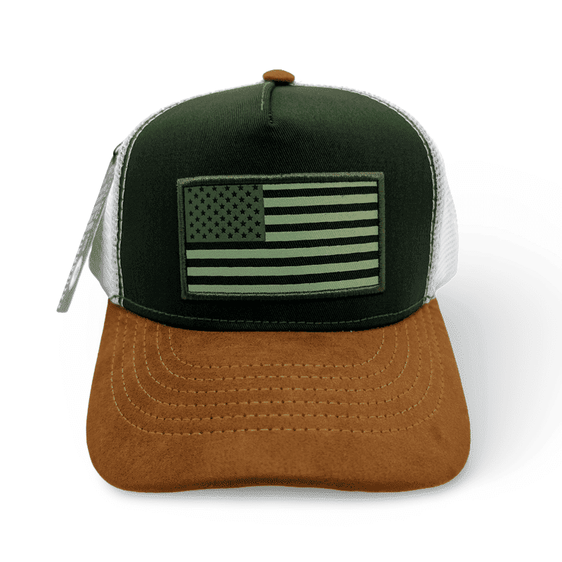 Gorra California Trucker Unisex /  Verde con  marrón y blanco